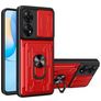 Mobigear Armor Ring Cam Slide OPPO Reno 8T 4G Hülle Hardcase Backcover Stoßfest mit Ringhalter und Kamera Slider - Rot
