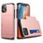 Mobigear Card iPhone 12 Mini Hülle Hardcase Backcover Stoßfest mit Kartenhalter - Roségold