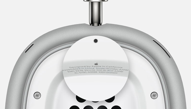 Text auf AirPods Max Ohrmuschel
