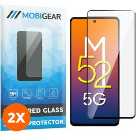 Mobigear Premium Samsung Galaxy M52 Panzerglas Gehärtetes Glas Displayschutz - Hüllenfreundlich - Schwarz (2er Pack)