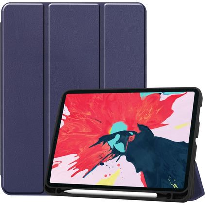 Mobigear Tri-Fold Gel iPad Pro 11 Zoll (2022) Hülle TPU,Kunstleder Klapphülle + Stifthalter - Dunkelblau