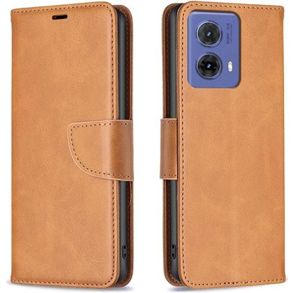 Mobigear Excellent Motorola Moto G85 Klapphülle Portemonnaie - Cognac