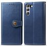 Mobigear Snap Button Samsung Galaxy S21 FE Hülle Klapphülle Geldbörse - Blau