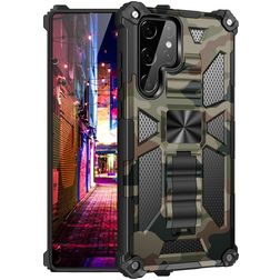 Mobigear Armor Stand Samsung Galaxy S22 Ultra Hülle Hardcase Backcover Stoßfest mit Ständer - Grün