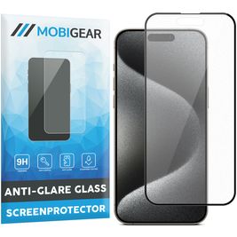 Mobigear Premium iPhone 15 Pro Panzerglas Gehärtetes Glas Displayschutz Anti-Glare - Hüllenfreundlich - Schwarz