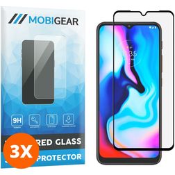 Mobigear Premium Motorola Moto E7 Plus Panzerglas Displayschutz - Hüllenfreundlich - Schwarz (3er Pack)