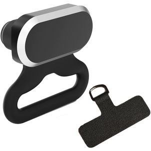 Mobigear 2in1 Aluminium Anti-Staub-Stecker mit Lanyard Patch - Apple Lightning - Schwarz