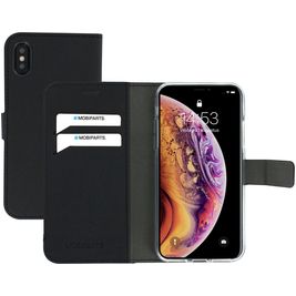 Mobiparts Saffiano Wallet iPhone X Hülle Klapphülle Geldbörse - Schwarz