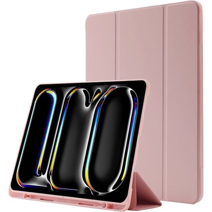 Mobigear Tri-Fold Gel iPad Pro 13 Zoll (2025) Hülle TPU,Kunstleder Klapphülle + Stifthalter - Pink