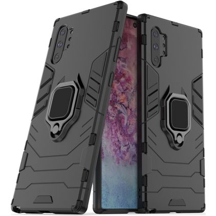 Mobigear Armor Ring Samsung Galaxy Note 10 Plus Hardcase Backcover Shockproof mit Ringhalter - Schwarz