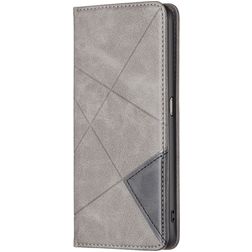 Mobigear Rhombus Slim OPPO A76 Hülle Klapphülle - Grau