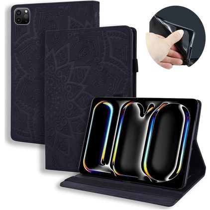 Mobigear Mandala iPad Pro 13 Zoll (2025) Hülle Klapphülle - Schwarz