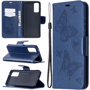 Mobigear Butterfly Samsung Galaxy S20 FE Hülle Klapphülle Geldbörse - Blau