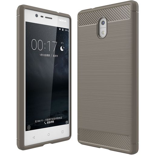 Mobigear Brushed Slim Nokia 3 Hülle Flexibles TPU Backcover - Grau