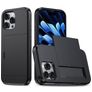 Mobigear Card iPhone 16 Pro Hülle Hardcase Backcover Stoßfest mit Kartenhalter - Schwarz