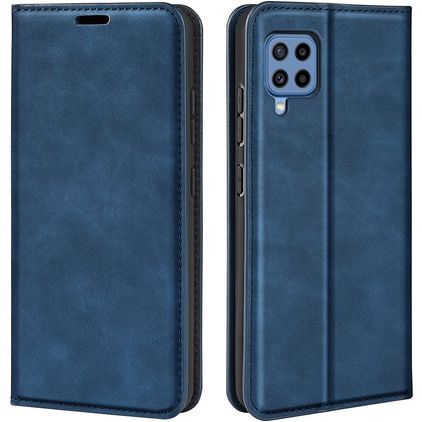 Mobigear Retro Slim Samsung Galaxy M22 Hülle Klapphülle Geldbörse - Blau