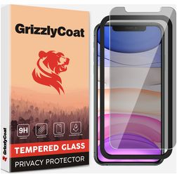 GrizzlyCoat Easy Fit AntiSpy iPhone XS Panzerglas Gehärtetes Glas Displayschutz Privacy - Hüllenfreundlich + Applikator