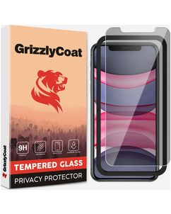 GrizzlyCoat Easy Fit AntiSpy iPhone 11 Panzerglas Gehärtetes Glas Displayschutz Privacy - Hüllenfreundlich + Applikator