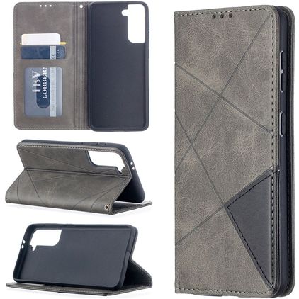 Mobigear Rhombus Slim Samsung Galaxy S21 Hülle Klapphülle - Grau