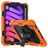 Mobigear SureGrip Xtreme iPad Mini 7 (2024) Hülle Kunststoff,Silikon Backcover + Stifthalter + Schulterträger + Ständer - Schwarz / Orange