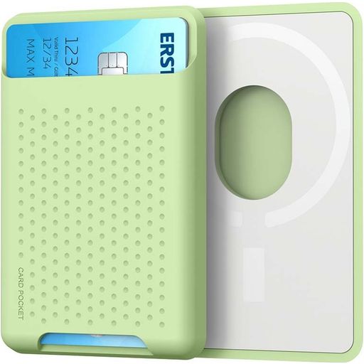Mobigear Pocket Silikon Kartenetui - 2 Karten - MagSafe Kompatibel - Grün