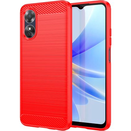 Mobigear Brushed Slim OPPO A17 Hülle Flexibles TPU Backcover - Rot
