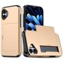 Mobigear Card iPhone 16 Plus Hülle Hardcase Backcover Stoßfest mit Kartenhalter - Gold