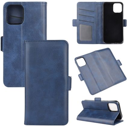 Mobigear Slim Magnet iPhone 12 Hülle Klapphülle Geldbörse - Blau