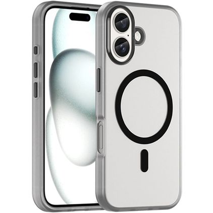 Mobigear Shockproof iPhone 16 MagSafe TPU (flexibel) Backcover - Transparent / Schwarz