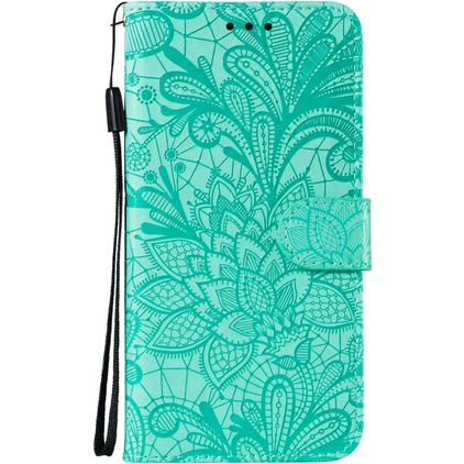 Mobigear Flowers Samsung Galaxy Note 10 Lite Hülle Klapphülle Geldbörse - Türkis