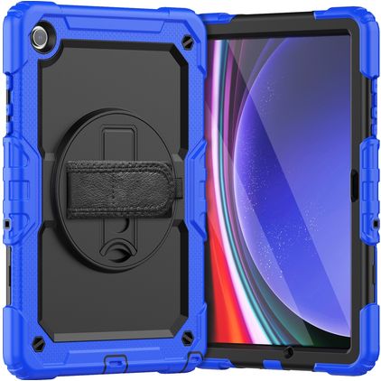 Mobigear SureGrip Xtreme Samsung Galaxy Tab A9 Plus (2023) Hülle Kunststoff,Silikon Backcover + Schulterträger + Ständer - Blau