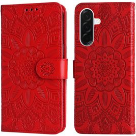 Mobigear Sunflower Samsung Galaxy A37 Hülle Klapphülle Geldbörse - Rot