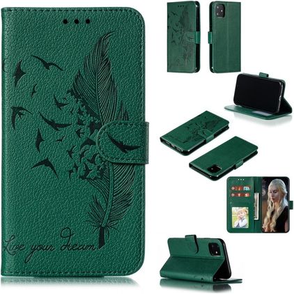 Mobigear Feather iPhone 11 Hülle Klapphülle Geldbörse - Grün