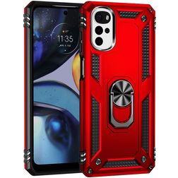 Mobigear Armor Ring Motorola Moto G22 Hülle Hardcase Backcover Stoßfest mit Ringhalter - Rot