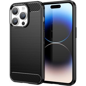 Mobigear Brushed Slim iPhone 15 Pro Max Hülle Flexibles TPU Backcover - Schwarz