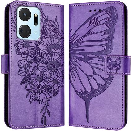 Mobigear Butterfly HONOR X7A Klapphülle Portemonnaie - Lila