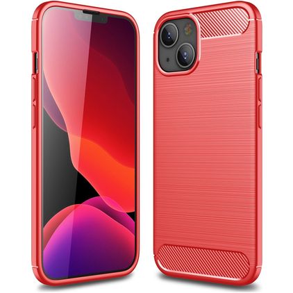 Mobigear Brushed Slim iPhone 13 Hülle Flexibles TPU Backcover - Rot