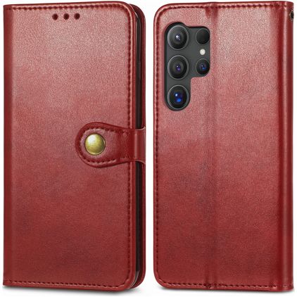 Mobigear Snap Button Samsung Galaxy S25 Hülle Klapphülle Geldbörse - Rot