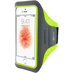 Mobiparts Comfort Fit Handyhalterung Joggen iPhone SE (2016) Sporthülle Neopren Sportarmband - Neon Green