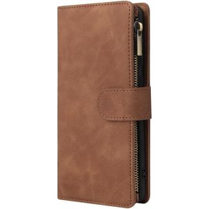 Mobigear Zipper Samsung Galaxy A71 Hülle Klapphülle Geldbörse - Braun