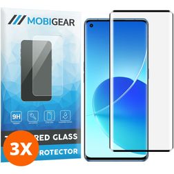 Mobigear Premium OPPO Reno 6 Pro 5G Panzerglas Gehärtetes Glas Displayschutz - Hüllenfreundlich - Schwarz (3er Pack)