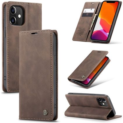 Caseme 013 iPhone 12 Hülle Klapphülle Geldbörse - Braun