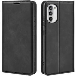 Mobigear Retro Slim Motorola Moto G52 Hülle Klapphülle Geldbörse - Schwarz