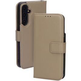 Mobiparts Samsung Galaxy A55 Hülle Echtes Leder Klapphülle Geldbörse - Taupe