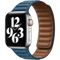 Mobigear Bumpy Leder Apple Watch Armband Magnetverschluss - 49/46/45/44 mm - Blau