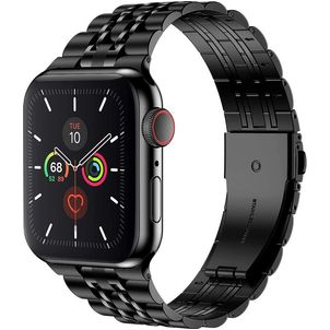 Mobigear Monaco Edelstahl Apple Watch Armband Faltschließe - 42/41/40/38 mm - Schwarz