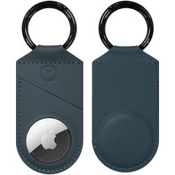 Valenta Snap Apple AirTag Hülle Echtes Leder Schlüsselanhänger - Blau