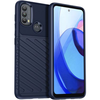 Mobigear Groove Motorola Moto E20 Hülle Flexibles TPU Backcover - Blau