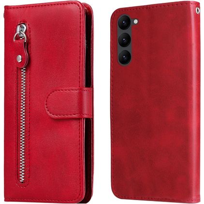 Mobigear Zipper Samsung Galaxy S23 Hülle Klapphülle Geldbörse - Rot
