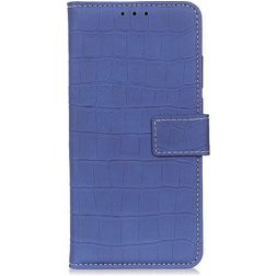 Mobigear Croco Samsung Galaxy A52s 5G Hülle Klapphülle Geldbörse - Blau